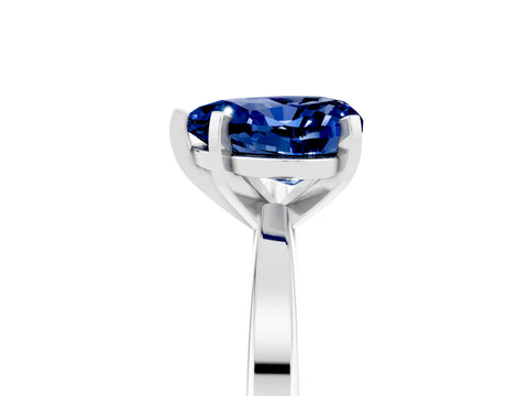 White gold Heart Cut Blue Sapphire Solitaire Engagement Ring with Classic Band and Four-Prong Setting_29