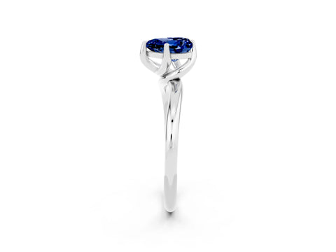 White gold Heart Cut Blue Sapphire Solitaire Engagement Ring with Four-Prong Setting and Classic Band_14