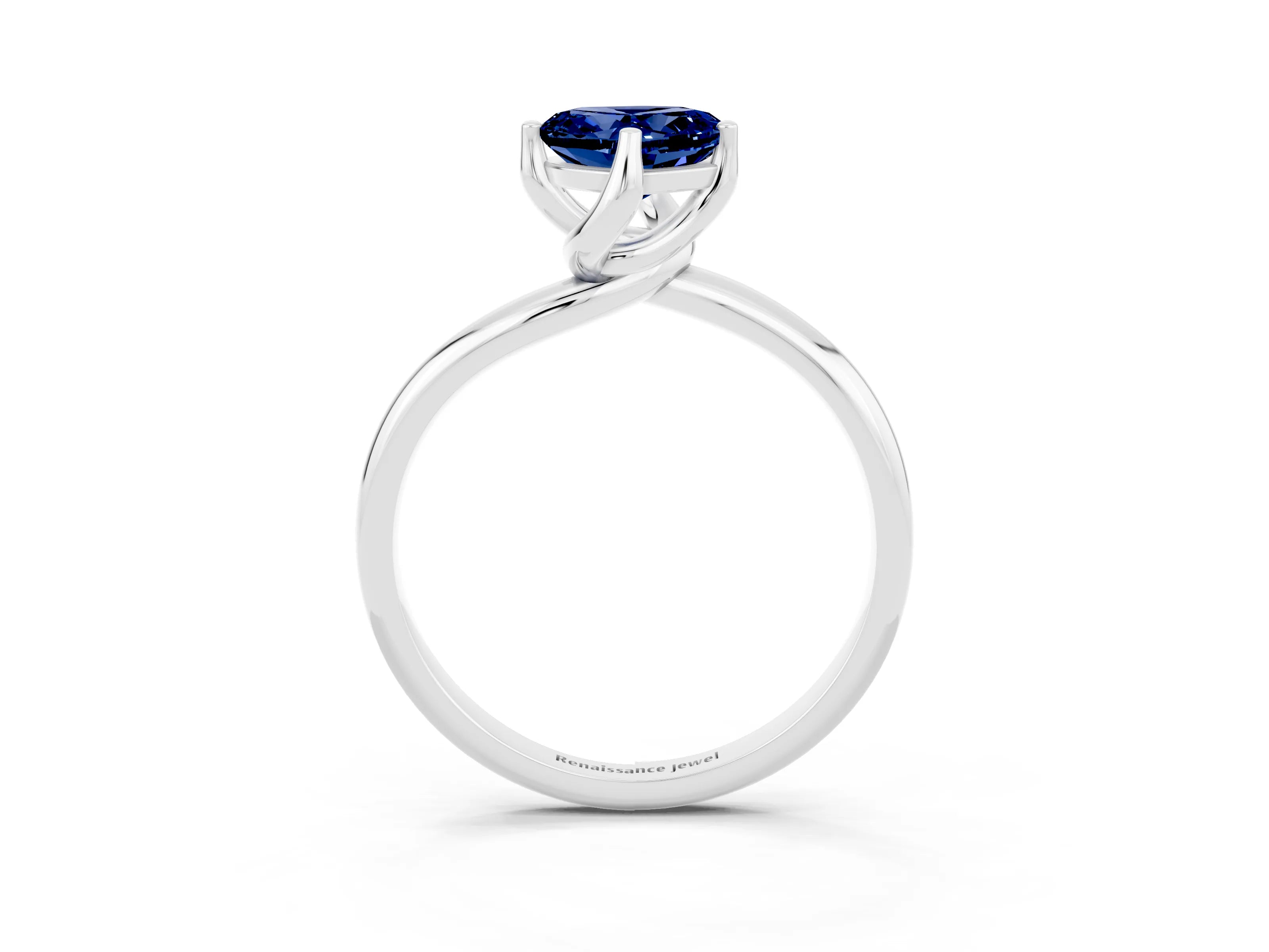 White gold Heart Cut Blue Sapphire Solitaire Engagement Ring with Four-Prong Setting and Classic Band_15