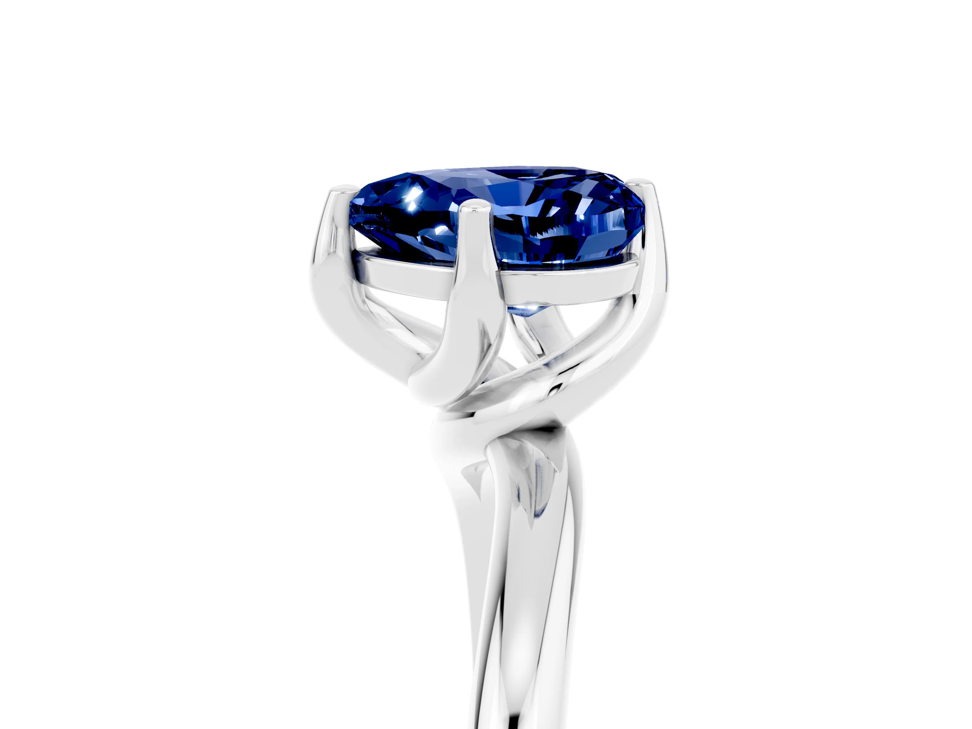 White gold Heart Cut Blue Sapphire Solitaire Engagement Ring with Four-Prong Setting and Classic Band_17