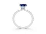 White gold Heart Cut Blue Sapphire Solitaire Engagement Ring with Pavé Band and Four-Prong Setting_3