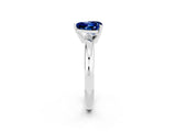 White gold Heart Cut Blue Sapphire Solitaire Engagement Ring with Round Band and Four-Prong Setting_2