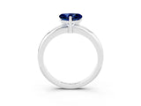 White gold Heart Cut Blue Sapphire Solitaire Engagement Ring with Round Band and Four-Prong Setting_3