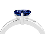 White gold Heart Cut Blue Sapphire Solitaire Engagement Ring with Round Band and Four-Prong Setting_4