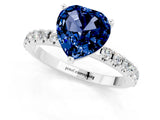 White gold Heart Cut Blue Sapphire Solitaire Pavé Band with Four-Prong Setting_1