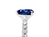 White gold Heart Cut Blue Sapphire Solitaire Pavé Band with Four-Prong Setting_5