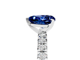 White gold Heart Cut Blue Sapphire Solitaire Pavé Engagement Ring with Round Band and Prong Setting_17
