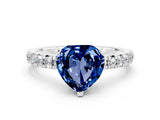 White gold Heart Cut Blue Sapphire Solitaire Pavé Engagement Ring with Round Band and Prong Setting_66