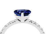 White gold Heart Cut Blue Sapphire Solitaire Pavé Engagement Ring with Round Band and Prong Setting_70