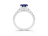 White gold Heart Cut Blue Sapphire Solitaire Ring with Cathedral Setting and Pavé Band_3