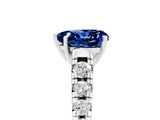 White gold Heart Cut Blue Sapphire Solitaire Ring with Cathedral Setting and Pavé Band_5