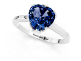 White gold Heart Cut Blue Sapphire Solitaire Ring with Flower Prong Setting and Classic Band_26