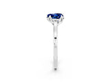 White gold Heart Cut Blue Sapphire Solitaire Ring with Flower Prong Setting and Classic Band_27