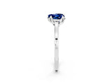 White gold Heart Cut Blue Sapphire Solitaire Ring with Flower Prong Setting and Classic Band_51