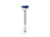 White gold Heart Cut Blue Sapphire Solitaire Ring with Pavé Accents and Four-Prong Setting_2