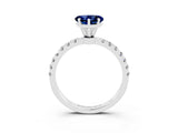 White gold Heart Cut Blue Sapphire Solitaire Ring with Pavé Accents and Four-Prong Setting_3