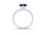 White gold Heart Cut Blue Sapphire Solitaire Ring with Pavé Band and Four-Prong Setting_27