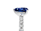 White gold Heart Cut Blue Sapphire Solitaire Ring with Pavé Band and Four-Prong Setting_29