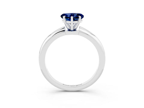 White gold Heart Cut Blue Sapphire Solitaire Ring with Six-Prong Setting and Classic Band_15