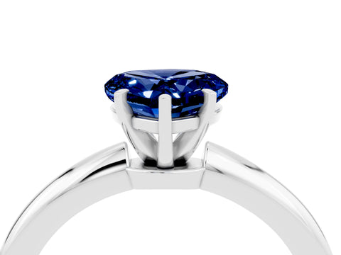 White gold Heart Cut Blue Sapphire Solitaire Ring with Six-Prong Setting and Classic Band_16