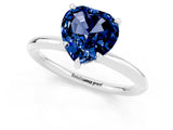 White gold Heart Cut Blue Sapphire Solitaire Ring with Thin Band and Four-Prong Setting_1