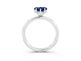 White gold Heart Cut Blue Sapphire Solitaire Ring with Thin Band and Four-Prong Setting_3
