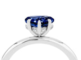 White gold Heart Cut Blue Sapphire Solitaire Ring with Thin Band and Four-Prong Setting_4