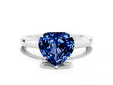 White gold Heart Cut Blue Sapphire Solitaire Ring with Thin Band and Prong Setting_12