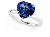White gold Heart Cut Blue Sapphire Solitaire Ring with Thin Band and Prong Setting_13