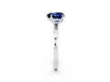 White gold Heart Cut Blue Sapphire Solitaire Ring with Thin Band and Prong Setting_14