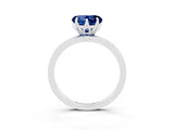 White gold Heart Cut Blue Sapphire Solitaire Ring with Thin Band and Prong Setting_15