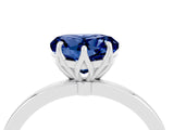 White gold Heart Cut Blue Sapphire Solitaire Ring with Thin Band and Prong Setting_16