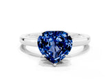 White gold Heart Cut Blue Sapphire Solitaire Ring with Thin Band and Prong Setting_18