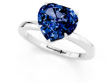 White gold Heart Cut Blue Sapphire Solitaire Ring with Thin Band and Prong Setting_49