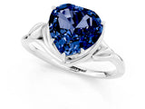 Platinum 4.14 Carat Heart Blue Sapphire Solitaire Ring with Twist Band and Four-Prong Setting