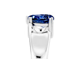 White gold Heart Cut Blue Sapphire Solitaire Ring with Wide Band and Prong Setting_5