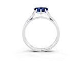 White gold Heart Cut Blue Sapphire Solitaire Twist Band Prong Setting Ring_69