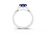 White gold Heart Cut Blue Sapphire Solitaire Twist Band Prong Setting Ring_74