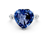 White gold Heart Cut Blue Sapphire Solitaire Twisted Band with Round  Accents and Prong Setting_12