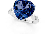 White gold Heart Cut Blue Sapphire Solitaire Twisted Band with Round  Accents and Prong Setting_13