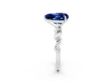 White gold Heart Cut Blue Sapphire Solitaire Twisted Band with Round  Accents and Prong Setting_14