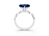 White gold Heart Cut Blue Sapphire Solitaire Twisted Band with Round  Accents and Prong Setting_15