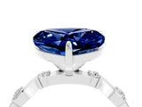 White gold Heart Cut Blue Sapphire Solitaire Twisted Band with Round  Accents and Prong Setting_16
