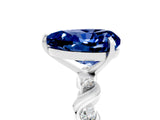 White gold Heart Cut Blue Sapphire Solitaire Twisted Band with Round  Accents and Prong Setting_17