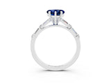 White gold Heart Cut Blue Sapphire Solitaire with Side Baguettes and Channel Set Band_3