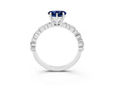 White gold Heart Cut Blue Sapphire Solitaire with Side Stones, Pave Band, Four-Prong Setting_39