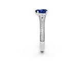 White gold Heart Cut Blue Sapphire Split Shank Engagement Ring with Pavé Band_2