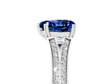 White gold Heart Cut Blue Sapphire Split Shank Engagement Ring with Pavé Band_5