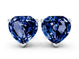 10K White Gold 0.61 Carat Heart Blue Sapphire Stud Earrings