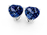 10K White Gold 0.61 Carat Heart Blue Sapphire Stud Earrings